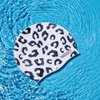 Marsolly Swim Cap Women, Silicone Swimming Cap for Long Hair with Leopard Printed Pink