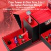 MTG Deck Box, Dice Tray&Tower 2 in 1 MTG Commander Deck Box Fits 120+ Single Sleeved Cards, Leather Magnetic Closure Card Deck Box with Magnetic Card Holders&Base for TCG, CCG, Black/Red