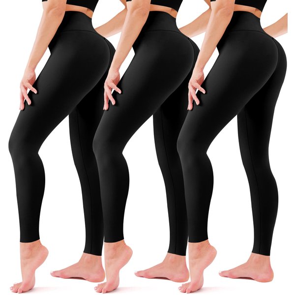 3 Pack Leggings for Women-No See-Through High Waisted Tummy Control Yoga Pants Workout Running Legging