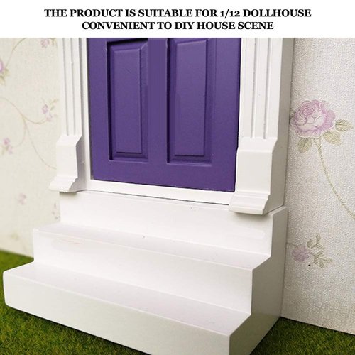 Dollhouse Stairs, 1:12 Scale Wooden Stairs for Dollhouse Miniature Dollhouse Pet Stairs Dollhouse Flooring Dollhouse Front Porch Steps for Baby Kids Girl Children(White Steps)