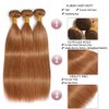 Light Brown Bundles Human Hair Color 30 Straight Human Hair Bundles Brazilian Virgin Remy Hair Extensions 3 Bundles 8 10 12 inch Double Weft Color 30 Bundles Human Hair Brown Straight Bundles