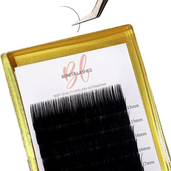 Bonita Lashes I Classic Eyelash Extension Kit I Individual Lashes I False Eyelashes I Faux Mink Lashes I C- Curl 0.20 Thickness I Mix 8-14mm Length I Eyelash with Natural Look I Classic Eyelashes Extensions I Lash Extension Kit I Professional Supplies I (