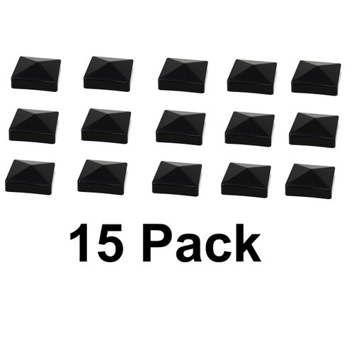 Pyramid True 4" x 4" (100mmx100mm) Plastic Vinyl Fence Post Cap Black or White/Multiple Quantities (15, Black)