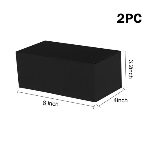YINUOYOUJIA Black Gift Box with Lid,Magnetic Gift Box for Presents with card and Ribbon.perfect packaging box for Weddings,party,Mother's Day,Bridal Gifts,Birthday,Festivals (black, 8x4x3.2inch)