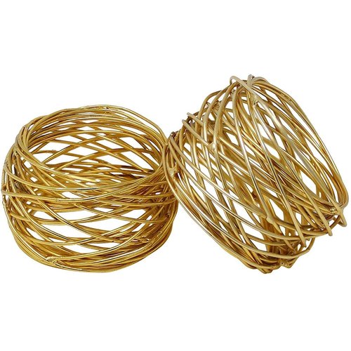 ARN CRAFTS Golden Round Mesh Napkin Rings- Set of 12 for Weddings Dinner Parties or Every Day Use …CW-6-12