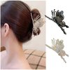 S SNUOY Butterfly Claw Clips Rhinestone Hair Clips for Thick Hair Medium Shark Hair Clip for Women-Gold/Black Color