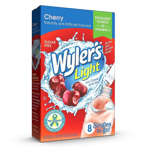 Wyler’s Light Singles-To-Go Sugar Free Drink Mix, Cherry, 8 CT Per Box (Pack of 1)