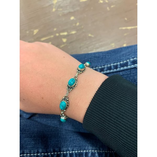 Turquoise Stone Bracelets Silver Overlay For Women Girl Gifts - Gemstone Adjustable Handmade Link Bracelets Christmas Gifts For Her