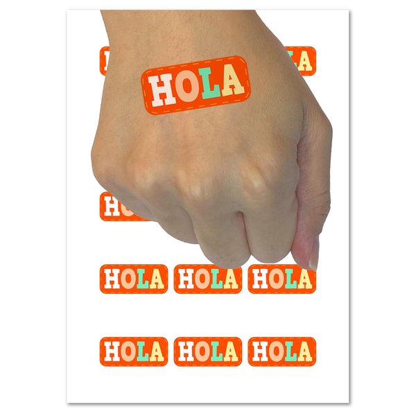 Hola Spanish Hi Hello Temporary Tattoo Water Resistant Fake Body Art Set Collection - 54 1" Tattoos (1 Sheet)
