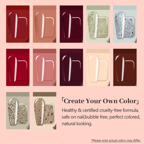 eodci Solid Gel Nail Polish, 12 Colors Neon Pink Yellow Green Glitter Polish Pudding Gel Soak Off LED Nail Art Kit Salon DIY Home