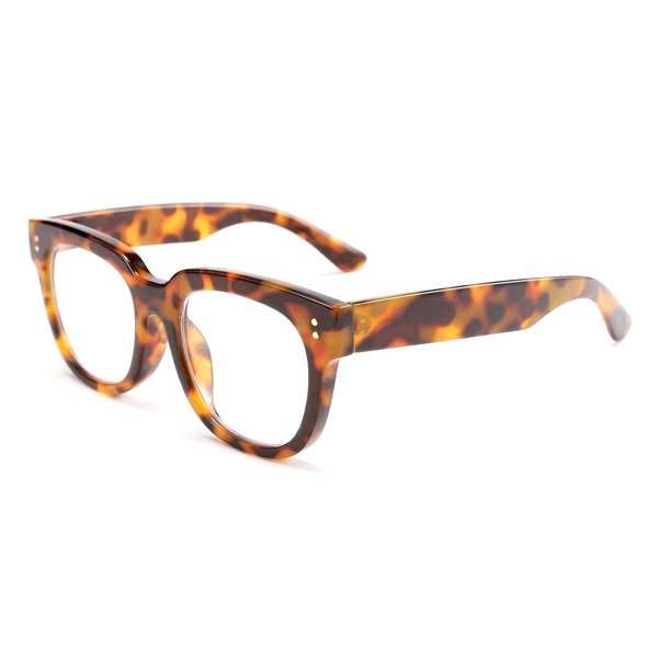 FEISEDY Retro Square Thick Big Frame Blue Light Blocking Reading Glasses Anti Glare Digital Eyestrain Reader B2523 Leopard 1.25x