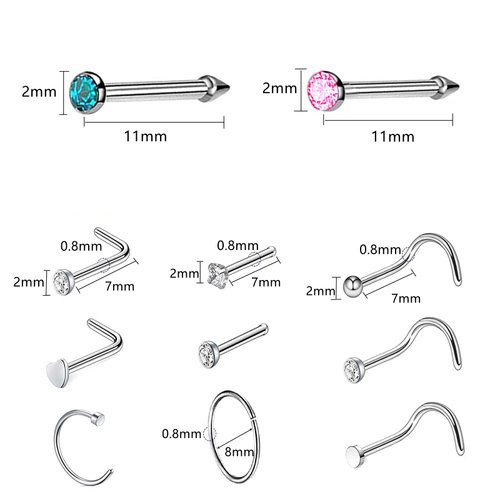 Nose Piercing Gun Kit - 2 Pack Nose Piercing Kit Safety Disposable Nose Percinging Kit with 10 Pcs Nose Rings Stud Self Piercings Kits Nose Piercing (Pink)
