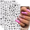Heart Nail Stickers for Nail Art, Valentine's Day Nail Art Stickers 3D Self-Adhesive Black Love Heart Letter Valentines Sticker for Nails Art Decorations French Manicure Decals DIY Nail Art Supplies