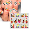 MAIOUSU STORE 12 Sheets Rainbow Slider Nail Water Transfer Stickers French Tips Nail Stickers Colorful Geometric French Tips Nail Decals Watermark Nail Designs Manicure Stickers(10)