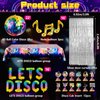 Disco Party Decorations, 70s 80s 90s Disco Party Balloons Decoration, Silver Fringe Sequin Backdrops, Disco Theme Tablecloth, Cake Topper for Bachelorette Birthday Hip Hop Party