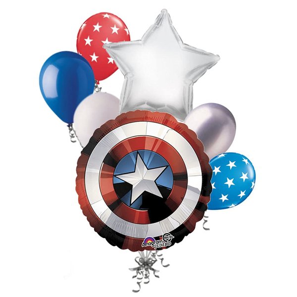 Jeckaroonie Balloons 7 pc Avengers Captain America Shield Balloon Bouquet Party Decoration Hero Marvel