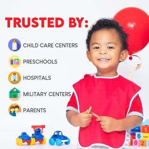 Toppy Toddler Large Waterproof Baby Bibs with Snap Buttons, Boys and Girls Bib Packs, 1-4 years