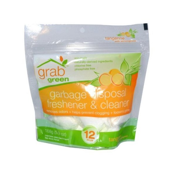 Grab Green Garbage Disposal Freshener and Cleaner Tangerine with Lemongrass - 12 Pods