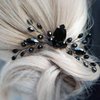 Earent Bride Wedding Hair Comb Black Crystal Hair Piece Rhinestone Halloween Hair Accessories Bridal Side Combs for Women