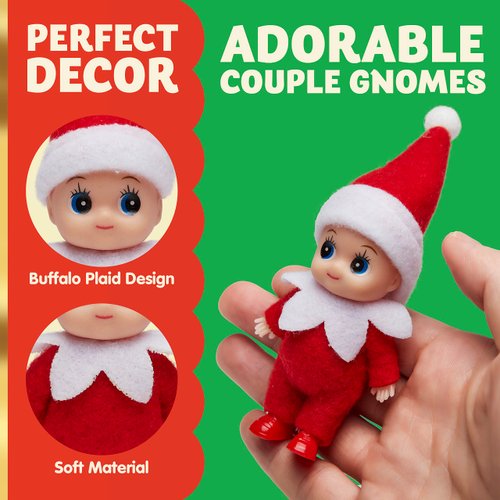 JOYIN 2 Pcs Christmas Elf Plush Doll Tiny Soft Plush Toy Doll for Christmas Decor, Xmas Gift, Xmas Clothing for Elf Doll