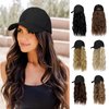 Lansigreen Hat Wig for Women Baseball Cap with Hair Extensions Adjustable Hat Attached 24" Long Wavy Hairpieces Synthetic Wig Medium Brown