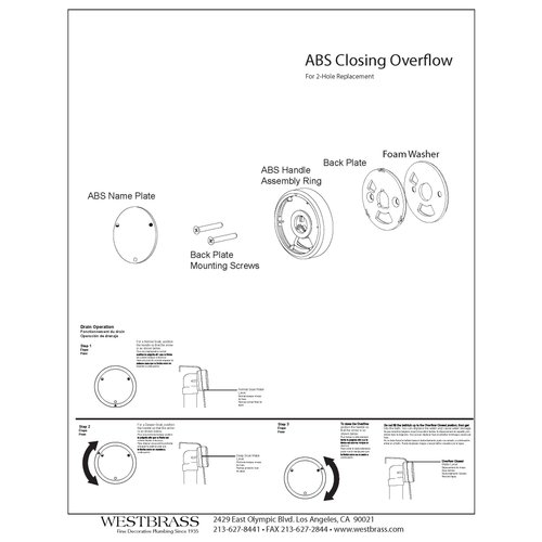 Westbrass A493CH-07 Patented Deep Soak Round Replacement 2-Hole Bathtub Overflow Cover for Full and Over-Filled Closure, Satin Nickel