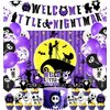 Nightmare Christmas Baby Shower Decorations, Welcome Little Night Before Halloween Birthday Party Decorations Includes Banner, Backdrop, Balloons,Cake Topper and Cupcake Toppers
