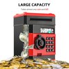 ATM Piggy Bank for Boys Girls, Vcertcpl Mini ATM Coin Bank Money Saving Box with Password, Kids Safe Money Jar for Adults with Auto Grab Bill Slot, Great Gift Toy Bank for Kids (Red+Black 02)