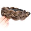 VOPPIS Wide Braided Headband with Teeth Synthetic Hair Plaited Headband Fishtail Braided Hair Band Hairpiece for Girls Women Beauty Accessory (Claybank, Wide)