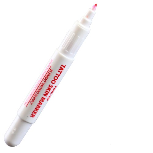 ELEMENT TATTOO SUPPLY - Red Thin Tattoo Stencil Skin Markers - Color Red - Disposable - Thinner Tip - Skin Scribe - for Freehand Tattoos - 5 Markers - Pre -Purple