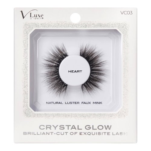 VLuxe Crystal Glow False Eyelashes, Natural Luster Faux Mink Fake Eye Lash with Special Cut, Luminous Shine & Subtle Sparkle for Stunning Natural Look (Heart)