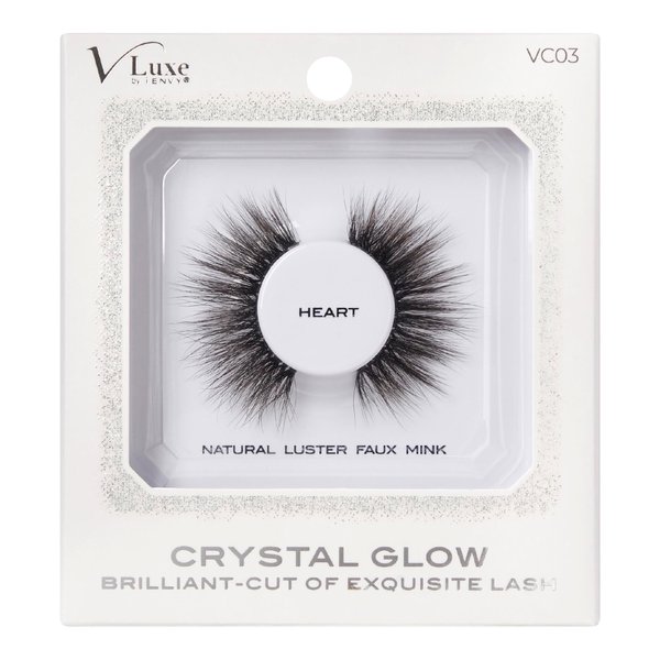 VLuxe Crystal Glow False Eyelashes, Natural Luster Faux Mink Fake Eye Lash with Special Cut, Luminous Shine & Subtle Sparkle for Stunning Natural Look (Heart)