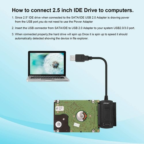 INGQI SATA/PATA/IDE to USB 2.0 Adapter Converter Cable for 2.5" 3.5" Hard Drive Disk Easy to Use and Plug & Play