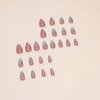 Press on Nails Medium Almond MABKJLF French Fake Nails Full Cover Gradient Cat Eye False Nails with Designs Pink Green Glossy Glue on Nails Acrylic Nails Artificial Nails for Women Girls 24Pcs