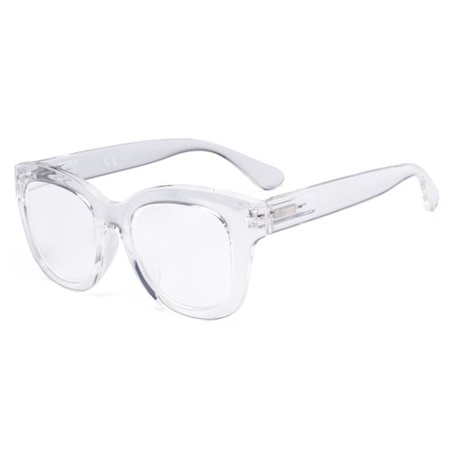 Eyekepper Oversized Reading Glasses - Retro Readers for Women Reading - Transparent Frame +2.00