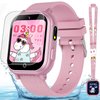 Kids Smart Watch Gift for Girls Ages 3-12, IP67 Waterproof, 32 Puzzle Games, HD Touchscreen Dual Camera Vedio Pedometer Music Player, Kids Watch Toy Birthday Gifts for Girls Ages 5 6 7 8 9 10 (Pink)