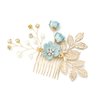 NUOBESTY 4Pcs Wedding Hair Clip Comb Handmade Bridal Hair Clip Pearl Floral Leaf Hair Accessories for Women Wedding ( Green )