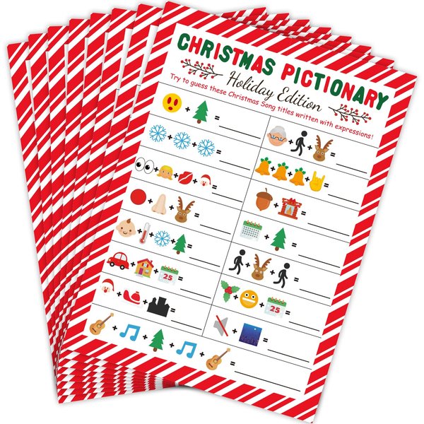 chiazllta Christmas Party Games, Song Guessing Sing Me a Picture Xmas Themed Party Holiday Activity for Adults Groups Coworkers, 30 Players