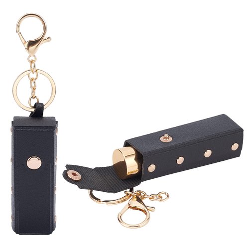 WADORN 2pcs PU Leather Lipstick Organizer, 6 Inch Clip-on Chapstick Sleeves with Keychain Holder Portable Lip Balm Organizer Small Lipstick Pouch Case Lip Balm Storage Cover for Women Girls