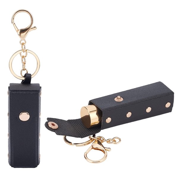 WADORN 2pcs PU Leather Lipstick Organizer, 6 Inch Clip-on Chapstick Sleeves with Keychain Holder Portable Lip Balm Organizer Small Lipstick Pouch Case Lip Balm Storage Cover for Women Girls