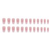 Press on Nails Medium Coffin MABKJLF French Fake Nails Pink Full Cover White Gradient False Nails with Designs Glossy Glue on Nails Acrylic Nails Artificial Nails for Women Girls 24Pcs