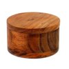 Kaizen Casa Acacia Wood Salt or Spice Box with Swivel Cover perfect for keeping table salt, gourmet salts, herbs or favorite seasonings, close at hand on your countertop.