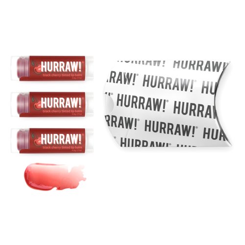 Hurraw! Black Cherry Tinted Lip Balm, 3 Pack: (Sheer Red Tint) Organic, Certified Vegan, Cruelty and Gluten Free. Non-GMO, 100% Natural Ingredients. Bee, Shea, Soy and Palm Free. Made in USA