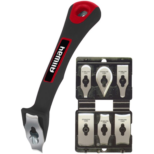 ALLWAY Soft-Grip Contour Scraper Set with 6 Stainless Steel Blades, File, & Case