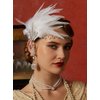 Cizoe Art Deco 1920s Flapper Great Gatsby Leaf Wedding Bridal Tiara Pearl Headpiece Headband With Feather (White)