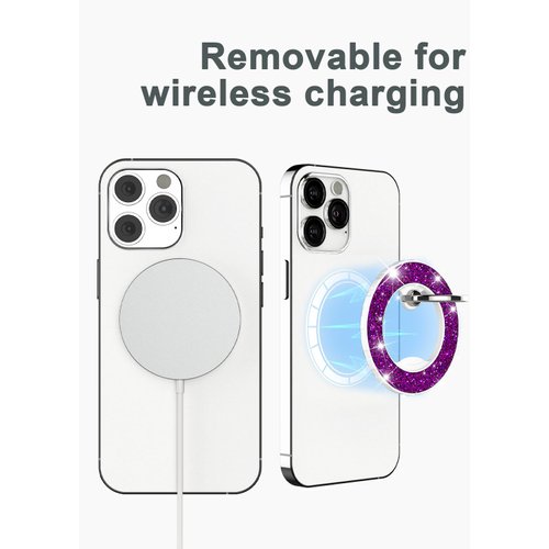 DATIMIRA Magnetic Phone Ring Holder for magsafe, Glitter Magnetic Grip Compatible with iPhone 15 14 13 12 Pro max,Pro,Plus,Mini Mag Safe Accessories,Adjustable Kickstand Wireless Charging,Wine