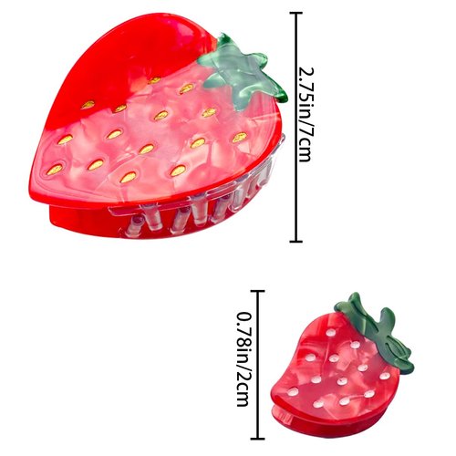 2 PCS Strawberry Claw Clips Acetate Claw Clips Strawberry Hair Clip Strong Hold Hair Claws Small Claw Clips Unique Hair Accessories for Women Girls