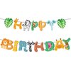 LJCL Safari Animals Happy Birthday Banner, Jungle Party Sign Jungle Animals Theme Bunting Party Decorations Supplies for Safari/Jungle Themed Birthday Party, Two Wild Party Birthday Party Supplies