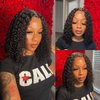 Wigs Human Hair Pre Plucked Lace Front Wigs for Black Women 180% Density Deep Curly Bob Wig Human Hair (4X4 Natural Black Color, 10 Inch)