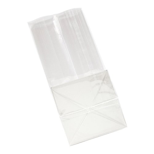 Restaurantware Flat Bottom Heat Seal Sandwich Bags Heat Sealable Food Bags - Gusset Bag with Paper Insert - Clear - 4 x 4 x 9 Inch - 100ct Box - Bag Tek
